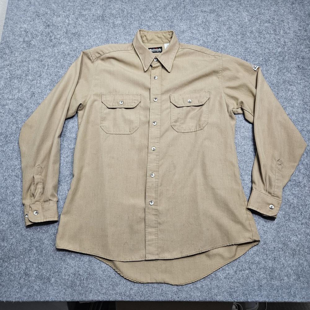 Bulwark FR Shirt Mens Beige 46-Long Flame Resistant Long Sleeve Button Up